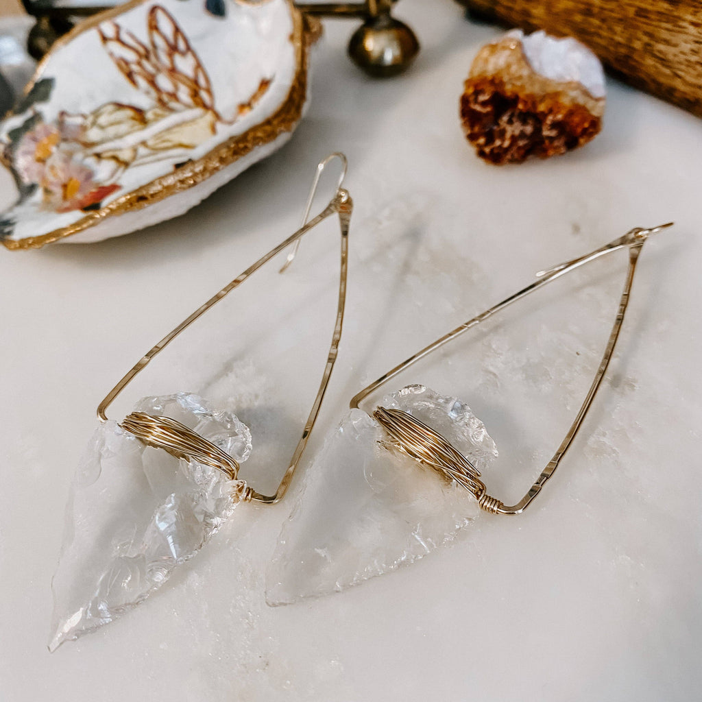 Nala Quartz Crystal Arrowhead Earrings