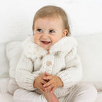 Fur Collar Natural Cardigan Sweater