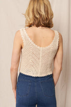Sleeveless Crochet Top with Button Detail