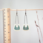 Teal Positive Space Leafy Earrings
