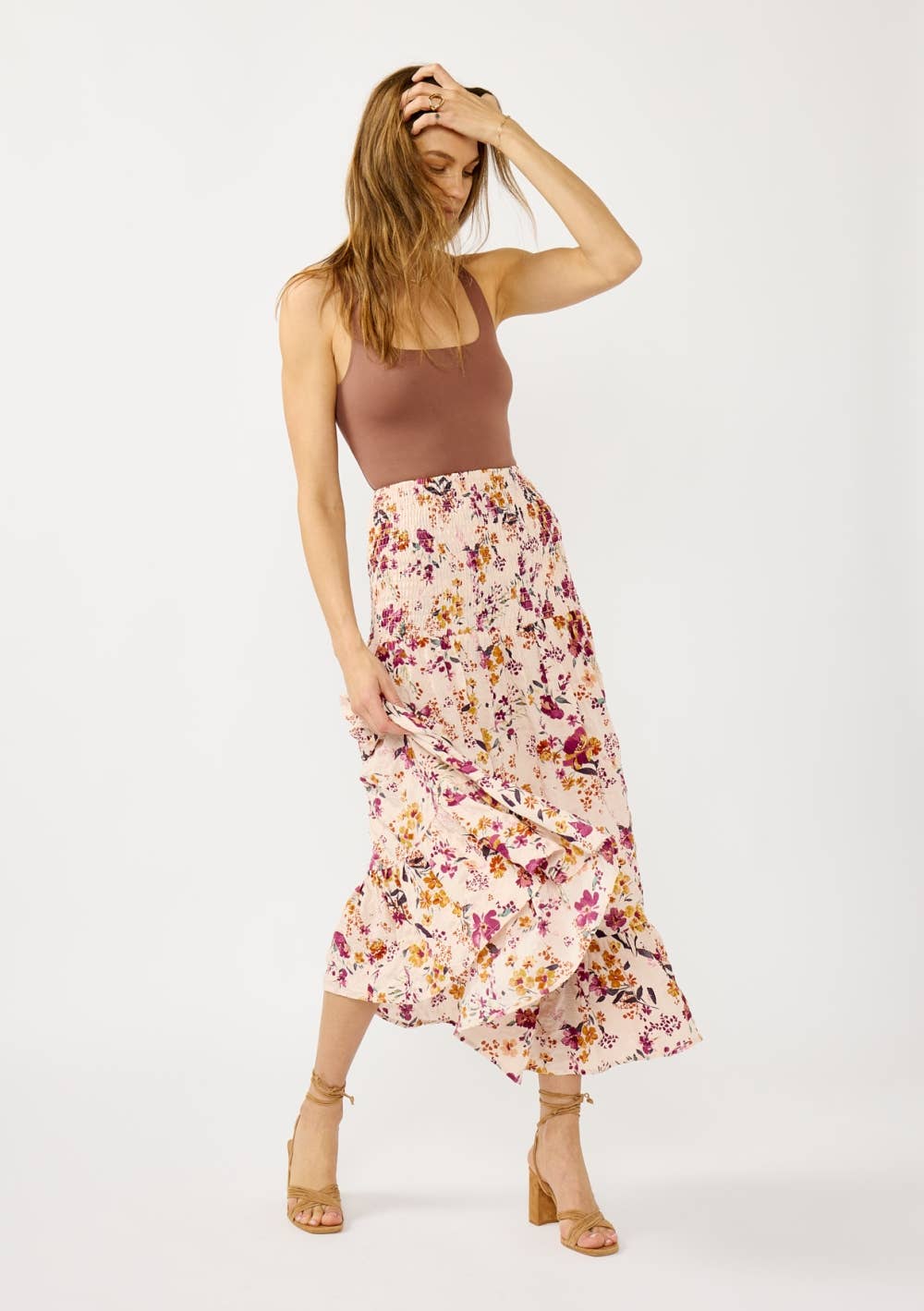 Floral Convertible Smocked Waist Skirt
