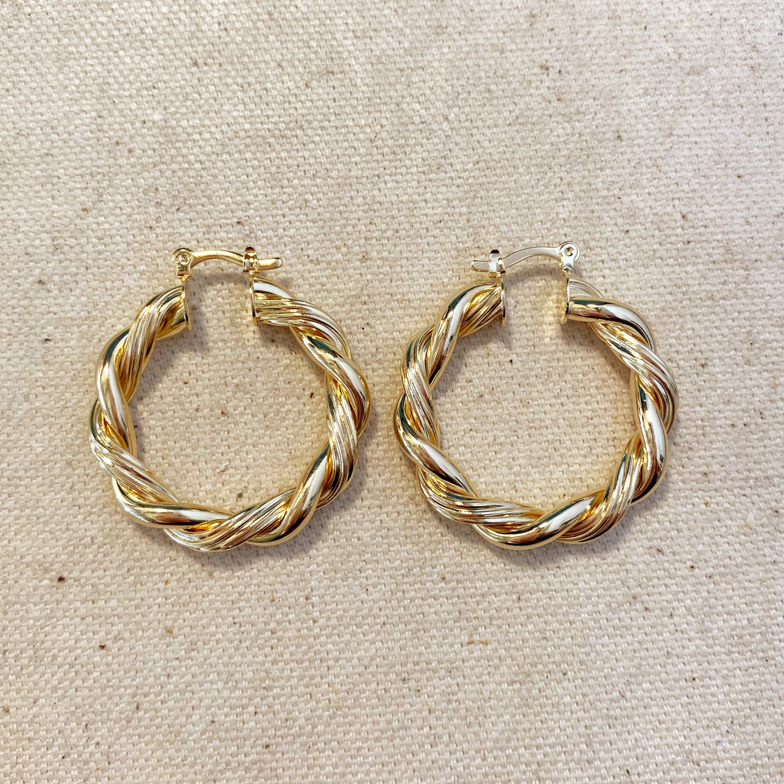 30mm Double Twisted Tube Hoop Earrings