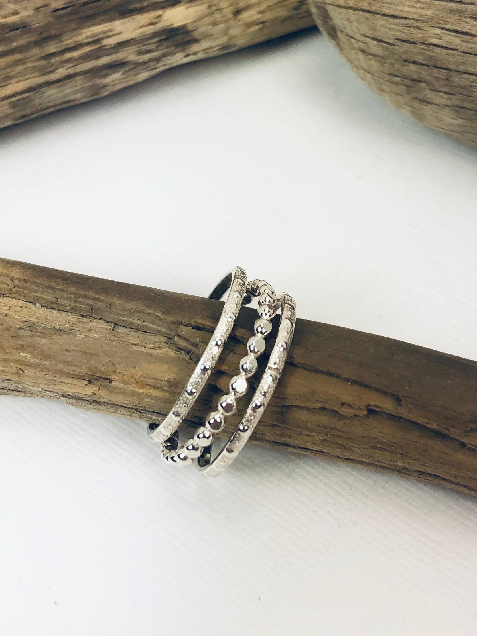 Textured Silver Stacking Rings