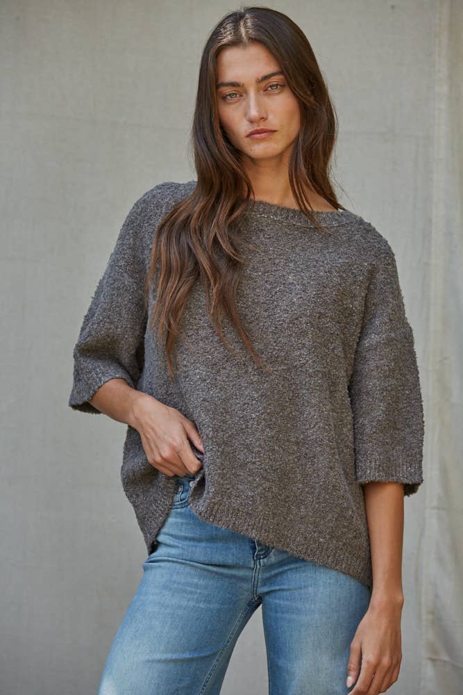 Knit Sweater Short Sleeve Boxy Pullover Top