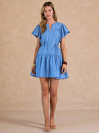 Flutter Sleeve Tiered Mini Dress