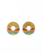 Beaded Handwoven Organic Circular Fringe Earrings (Earth)