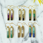 The Colorblock Gradient Gemstone Bar Dangle Earrings