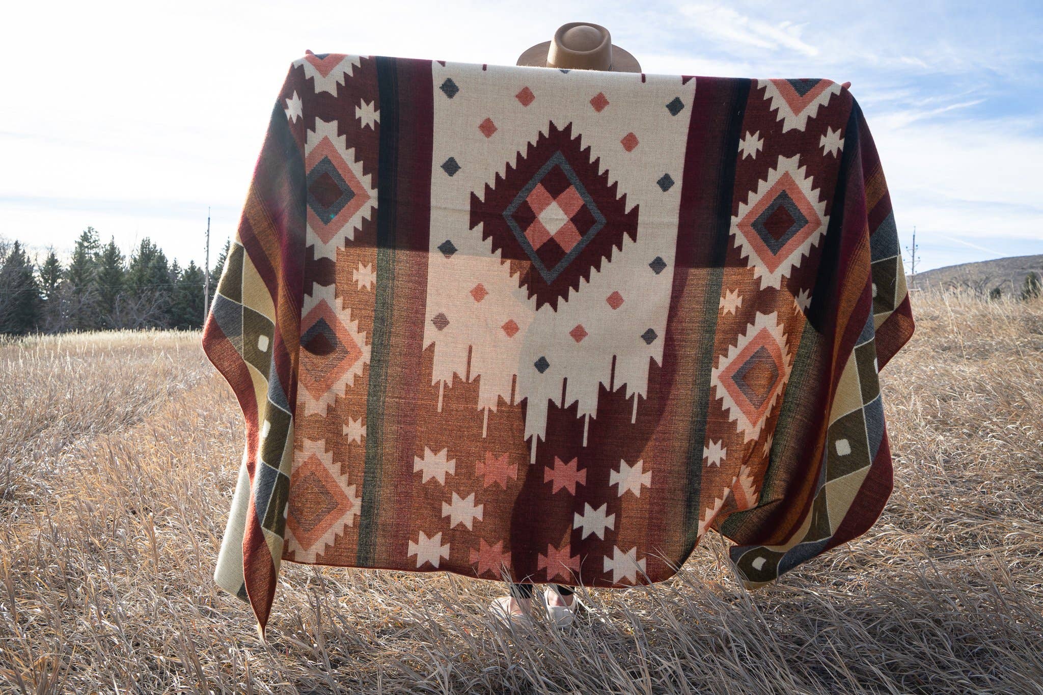 Andean Alpaca Wool Blanket - Western - Rust