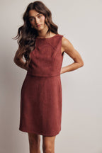 Stretch Suede Sleeveless Mini Dress