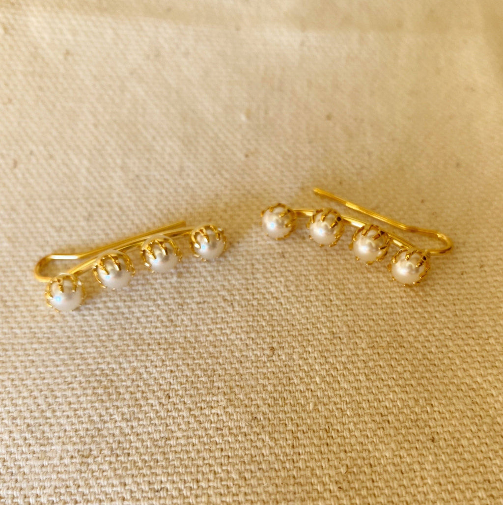 Pearl Ear Climber Style Earrings