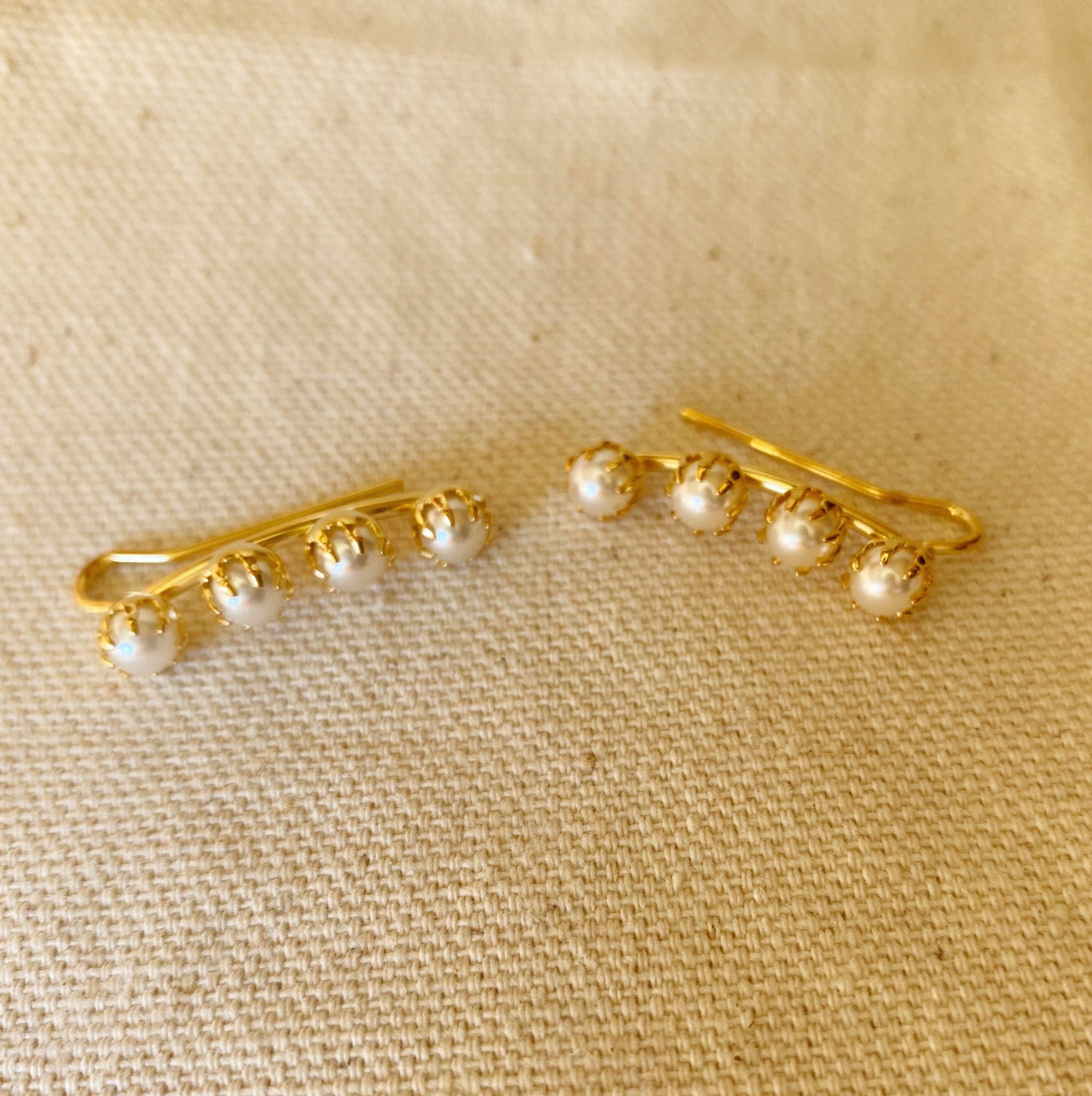 Pearl Ear Climber Style Earrings