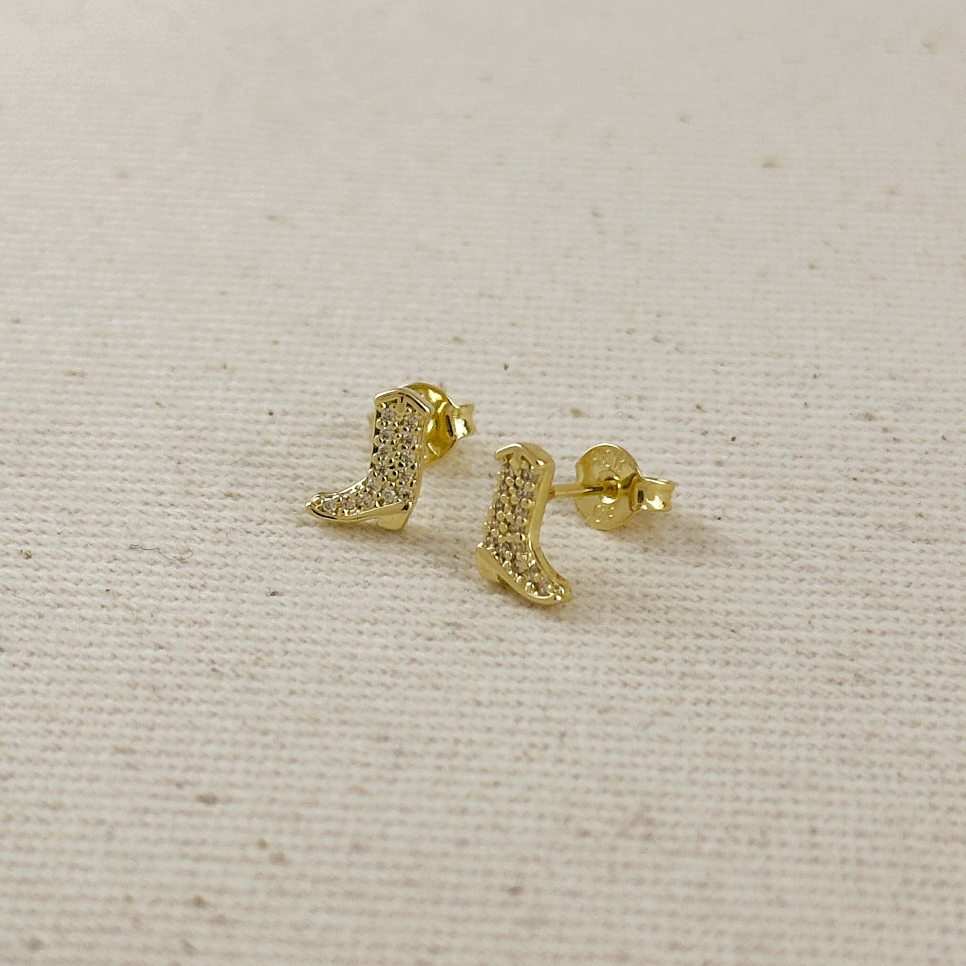 Mini Cowgirl Boot Earrings -18k Gold Filled