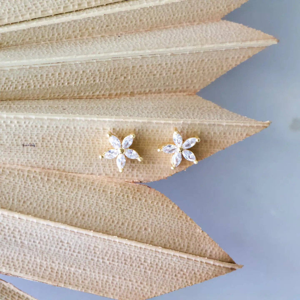 CZ Flower Stud Earrings