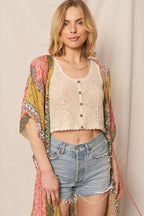 Sleeveless Crochet Top with Button Detail