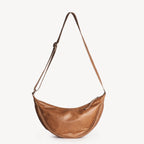Pebbled Leather Moon Sling Bag - Camel
