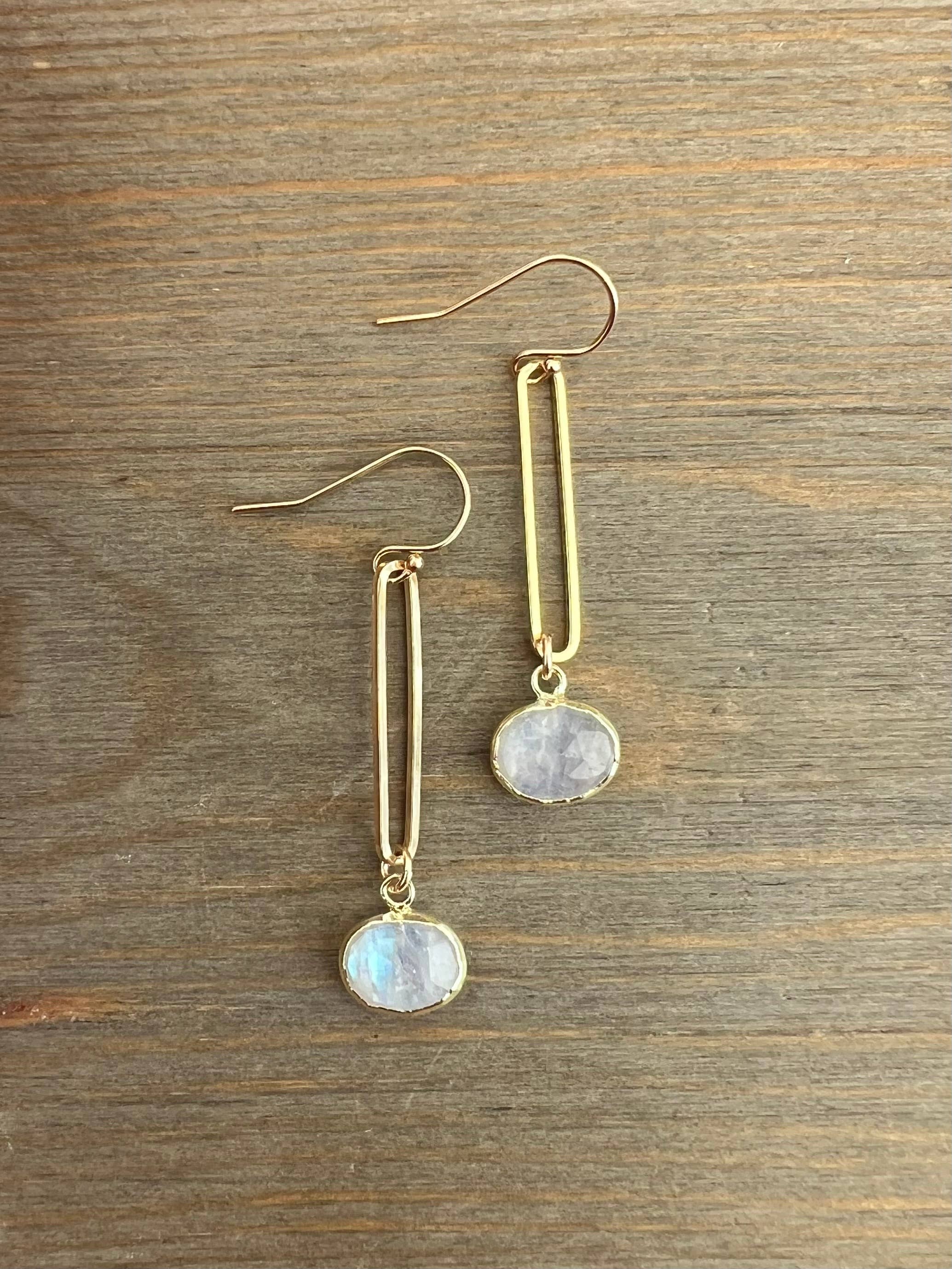 Moonstone Link Earrings 