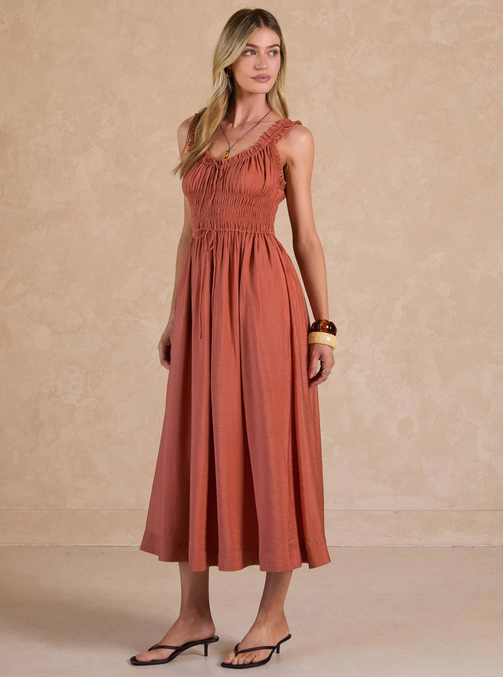Ruffled Sweetheart Sleeveless Maxi Dress