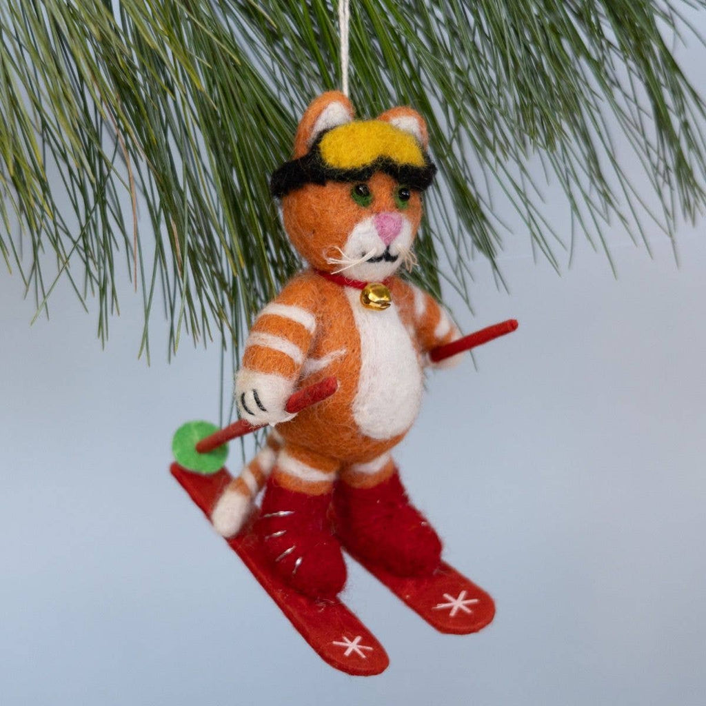 Skiing Cat Ornament