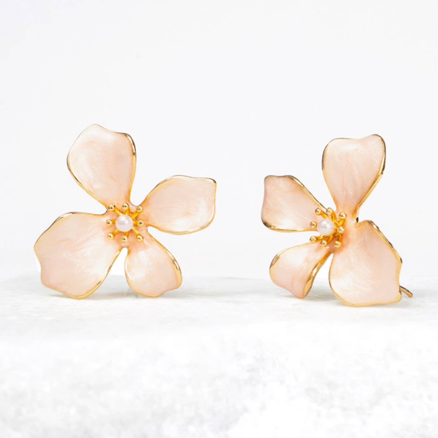 Hope in Bloom Flower Earrings in Misty Rose