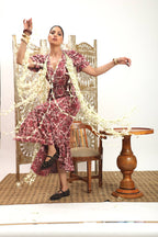 Emelie Block Printed Dress (Wine)