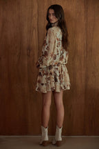 Woven Floral Print Tiered Ruffle Mini