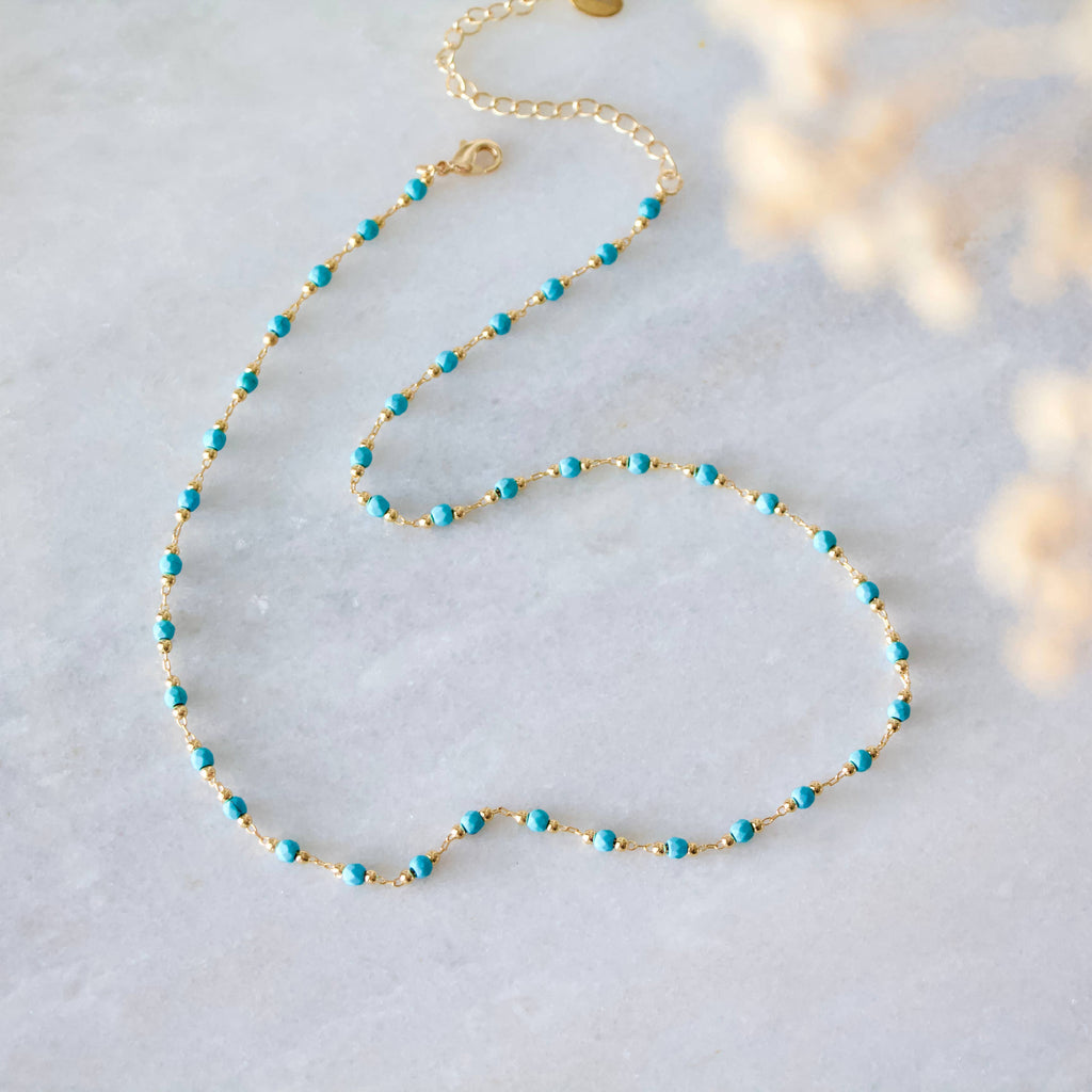 Faceted Stone Turquoise Choker Necklace