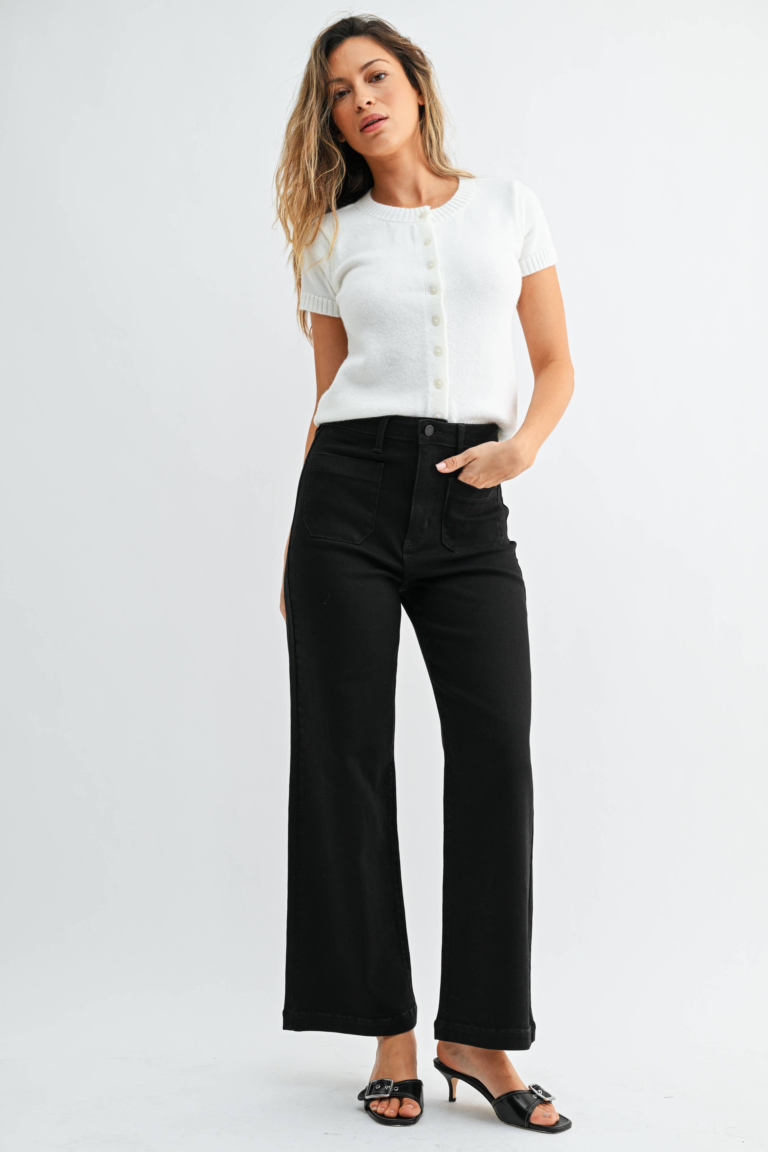 Black Patch Pocket Wide Leg