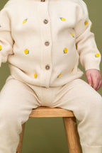 Lemon Embroidered Sweater Knit Baby Cardigan (Organic Cotton