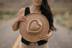 Vegan Suede Pencil Curl Brim Sweetheart Crown Fedora Hat