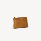 Pebbled Leather Crossbody Wallet - Camel