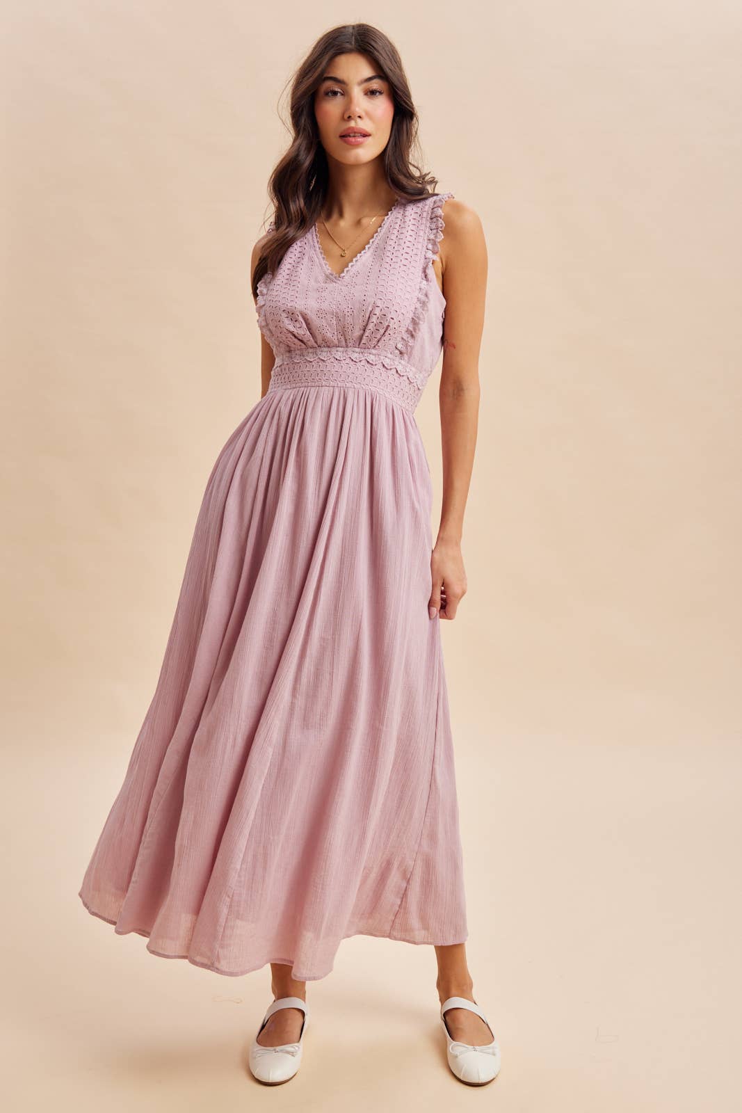 EYELET LACE MAXI DRESS