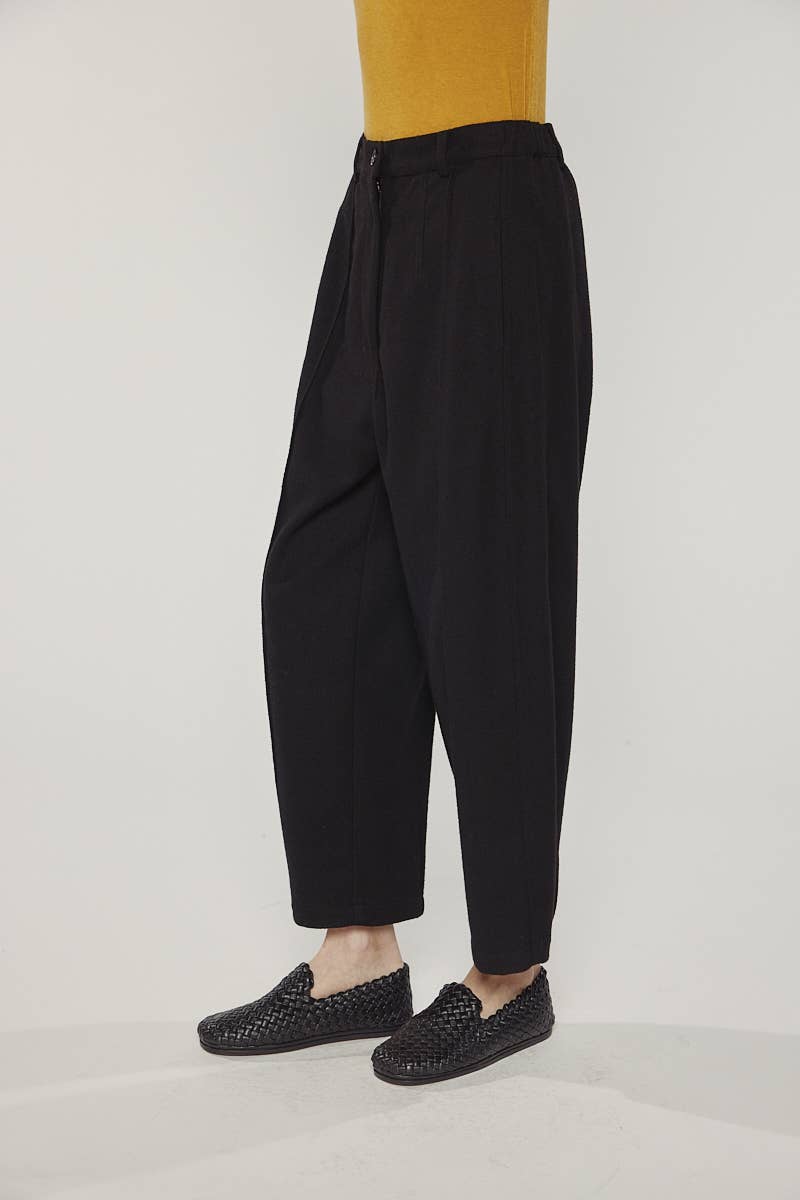 Wool blend pintuck pants
