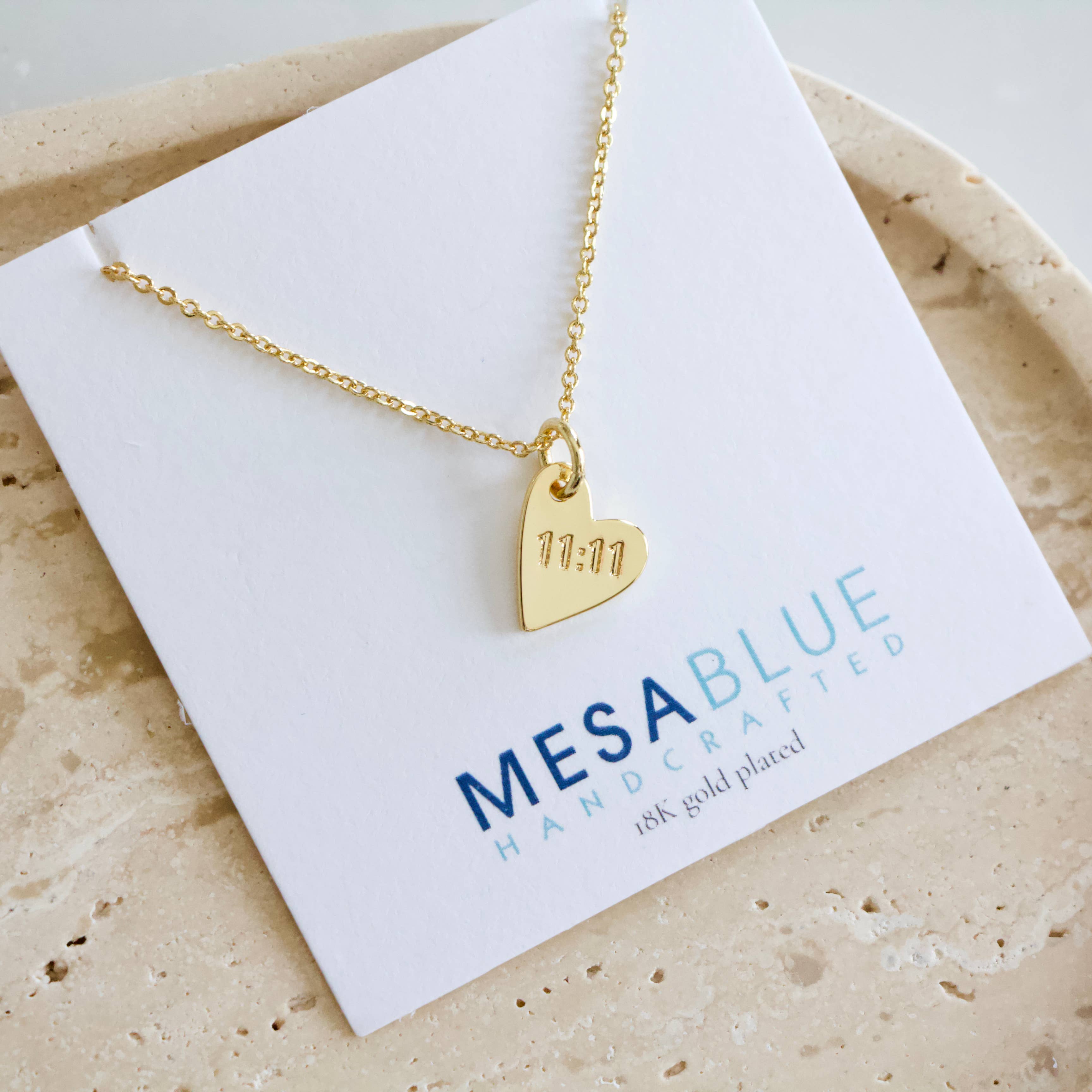 11:11 Stamped Heart Necklace - Angel Number