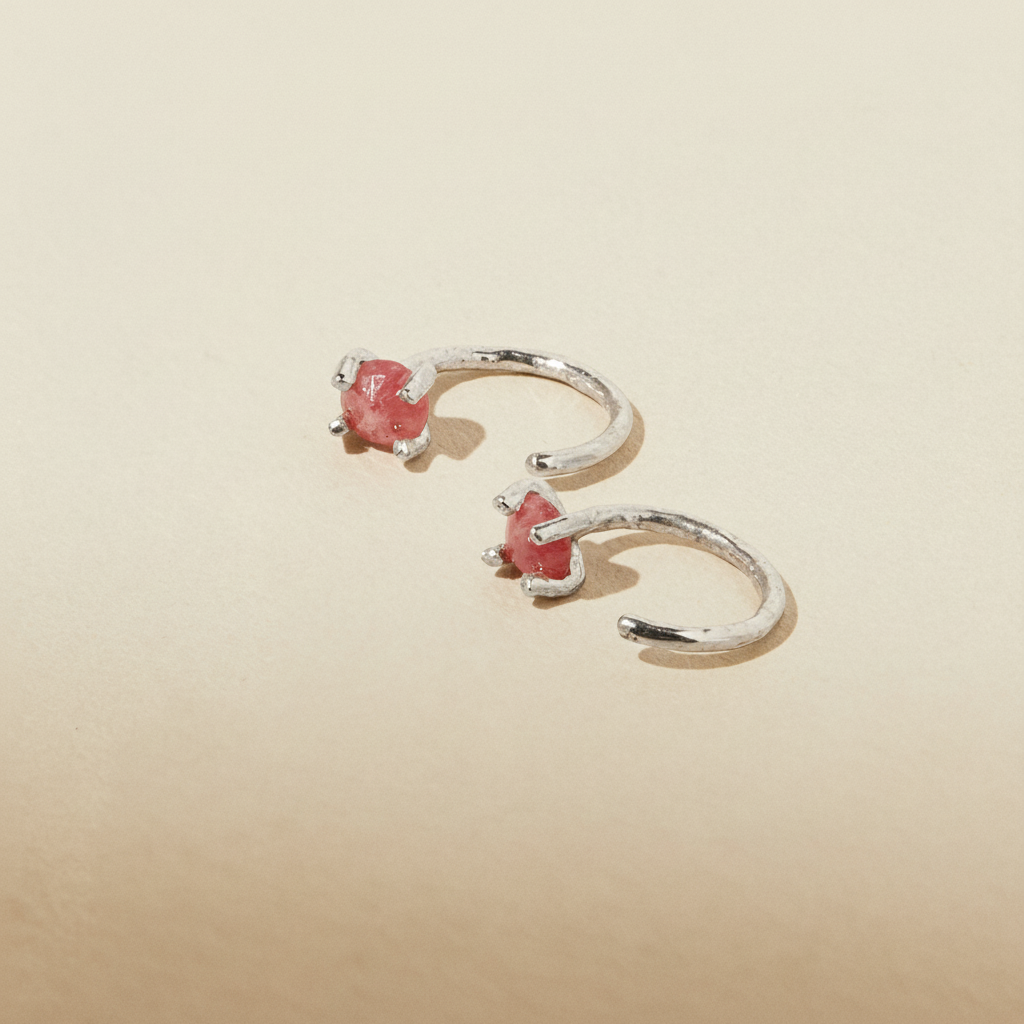 Ruby Gemstone Huggers | Crystal Hug Earrings