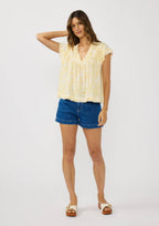 Flutter Sleeve V-Neck Floral Top