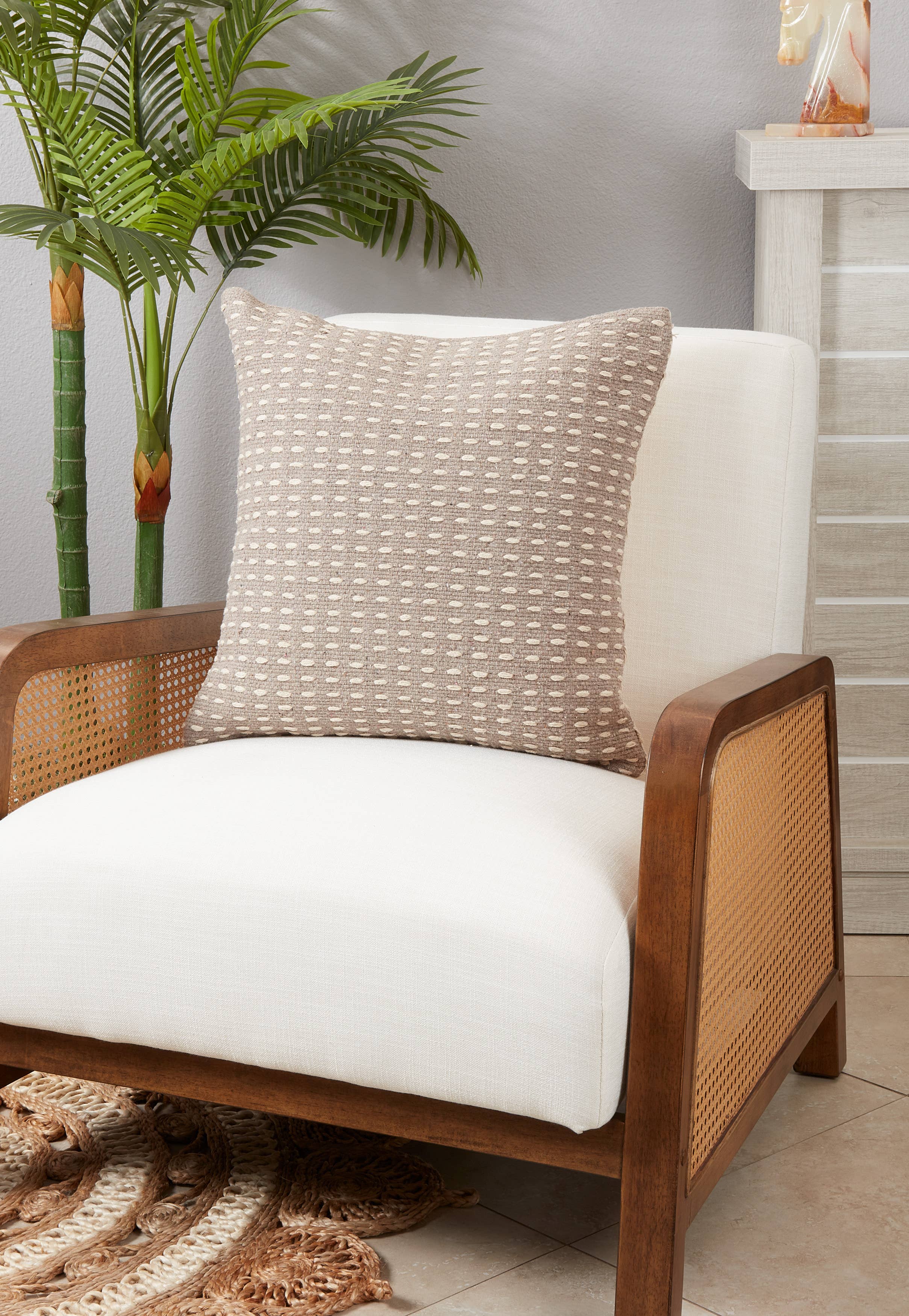 Geometric Glam Dashed Woven Throw Pillow
