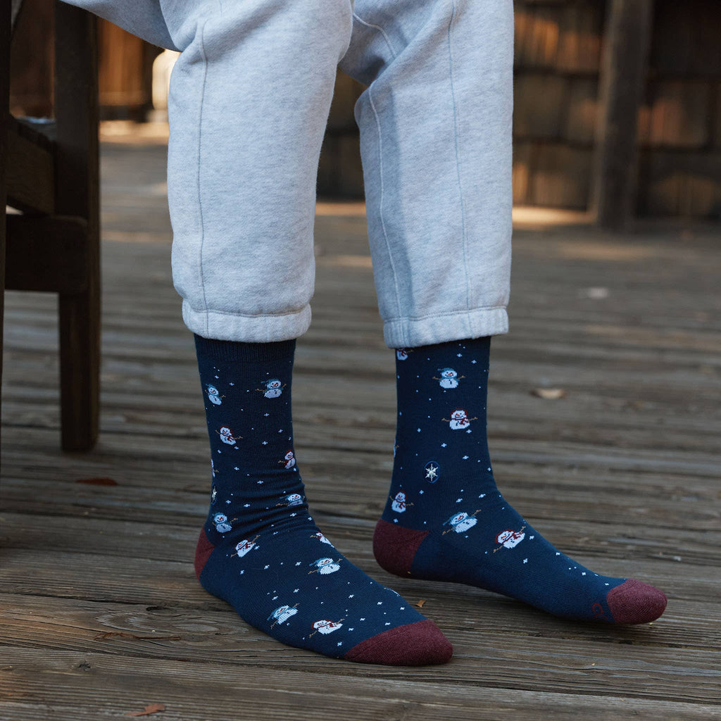 Socks that Give Water | Navy Snowmen - Gifts that Give Back