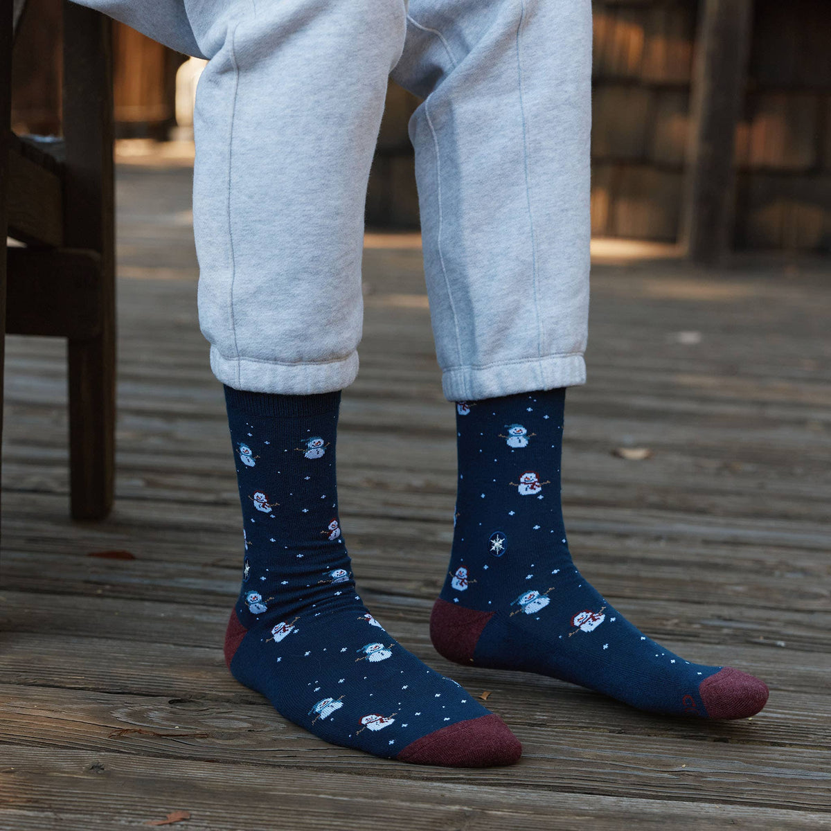 Socks that Give Water | Navy Snowmen - Gifts that Give Back