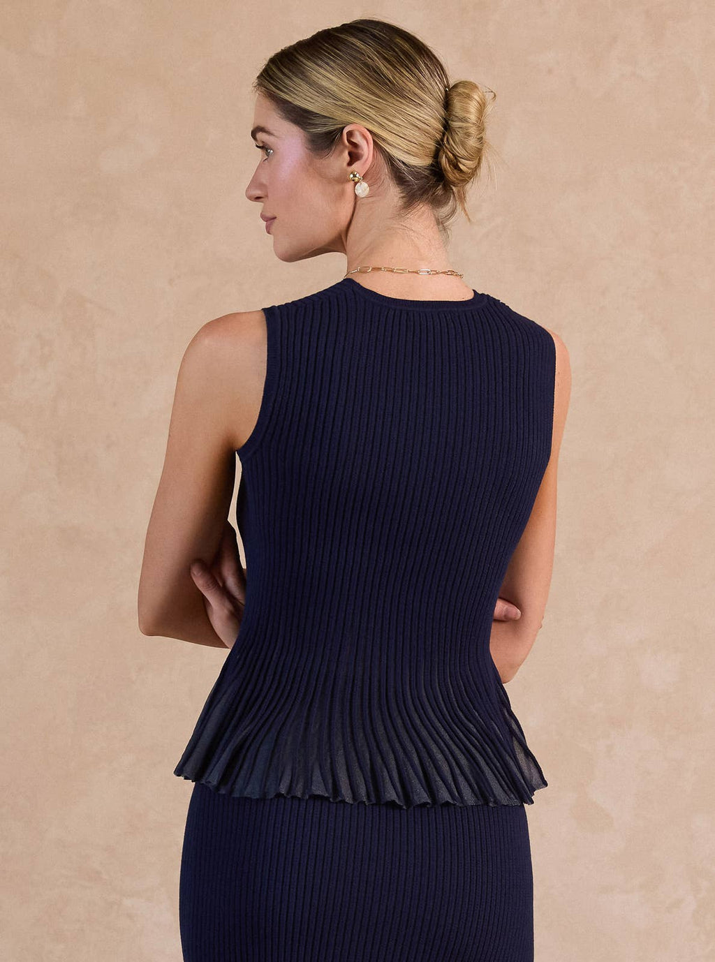 Sleeveless Sweater Sheer Peplum Tank Top
