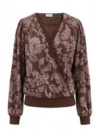 Floral Printed Lace Surplice Top