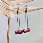 Maroon Gold Striped Clay Earrings