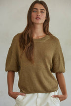 Knit Sweater Crew Neck Drop Shoulder Top