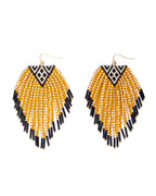 Beaded Handwoven Sonoran Triangle Fringe Earrings (Beige)