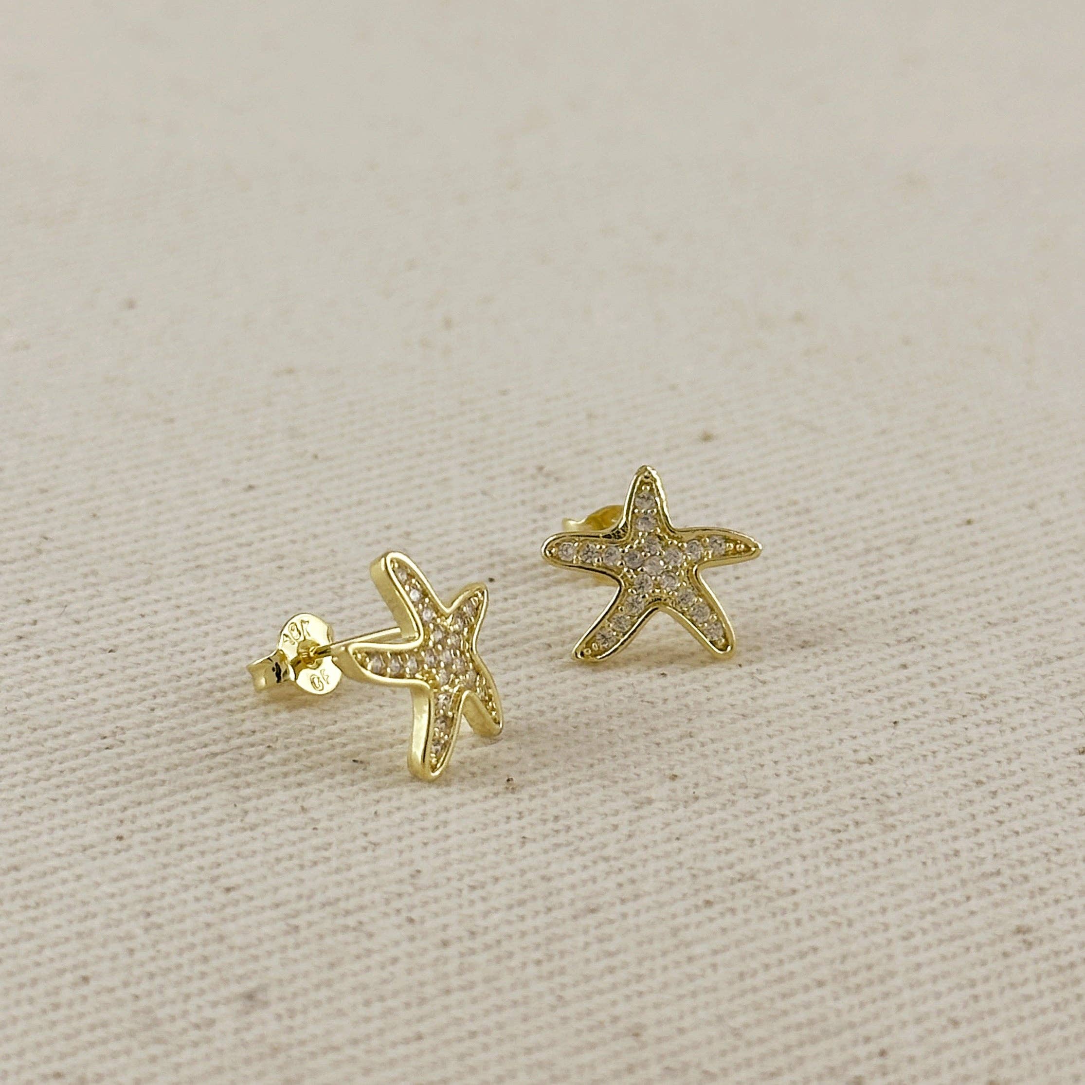 CZ Sea Star Stud Earrings