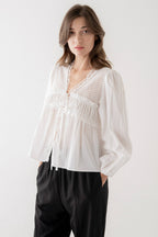Romantic Lace Trim Blouse