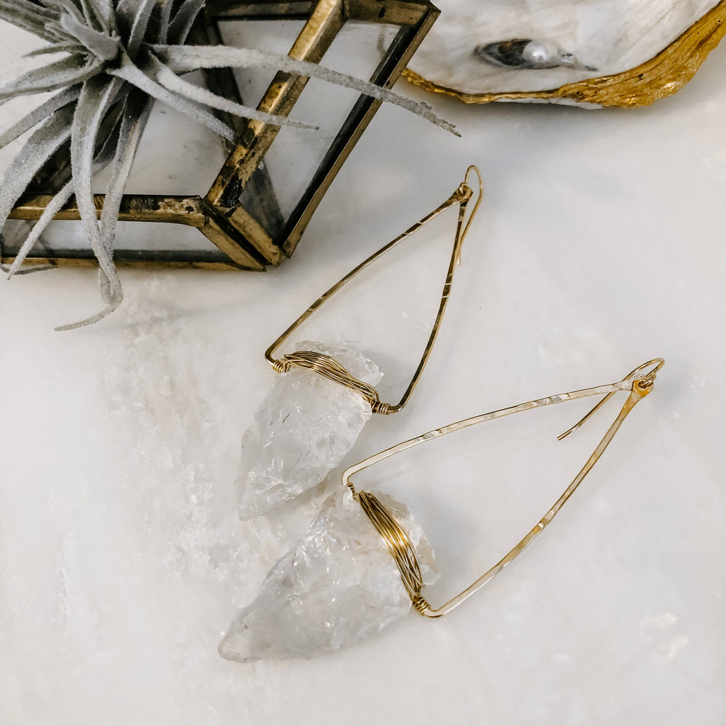 Nala Quartz Crystal Arrowhead Earrings