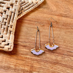 Glossy Lavender Drop Floral Ceramic Earrings with Gold