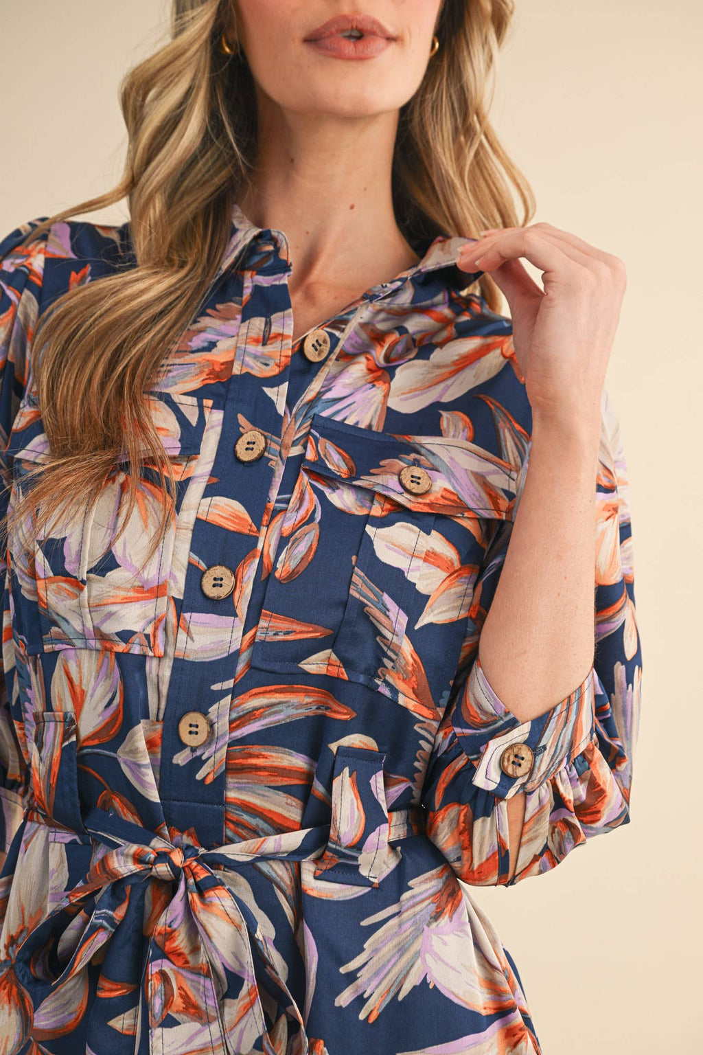 Button Down Tiered Midi Dress