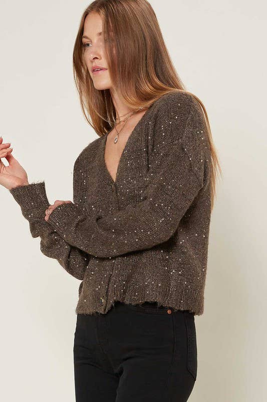 Cardigan With Mixed Sequin