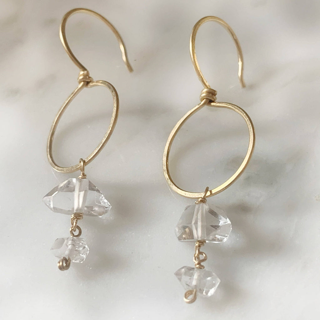 Pakimer Diamond Dangle Earrings in 14k Gold Fill